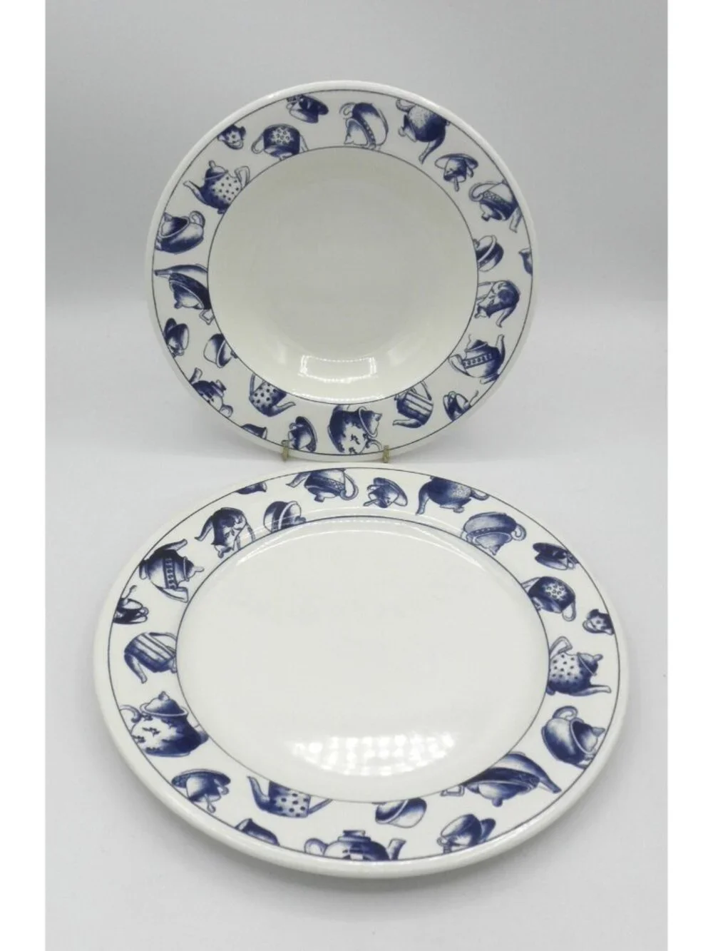Pier 1 Pattern Code PER33 Blue Teapots 1 Dinner Plates 1 Bowl Replacements